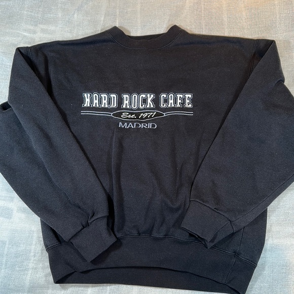 Vintage 90s Hard rock Cafe Madrid Long sleeve crewneck sweatshirt sz M - Picture 1 of 5